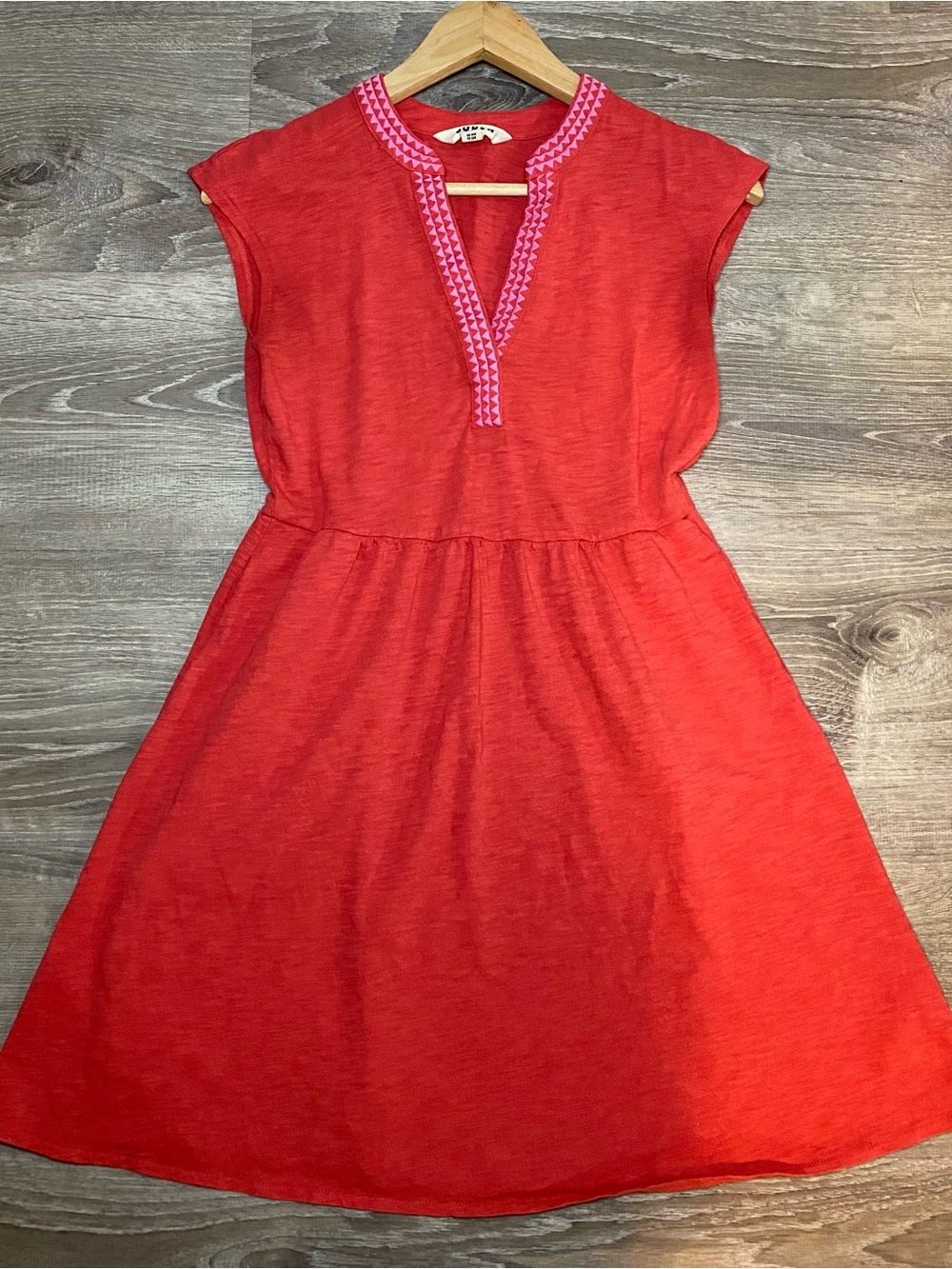 Boden Women’s Red Boho Embroidered Tunic Mini Dress US 0R/ UK 4R